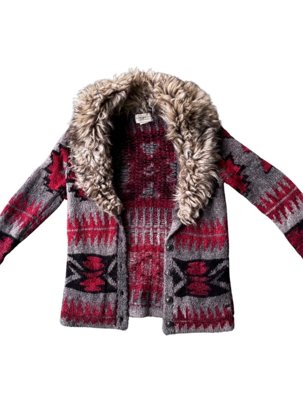 Denim & Supply Ralph Lauren Southwestern Faux Fur Cardigan Small Western Winter